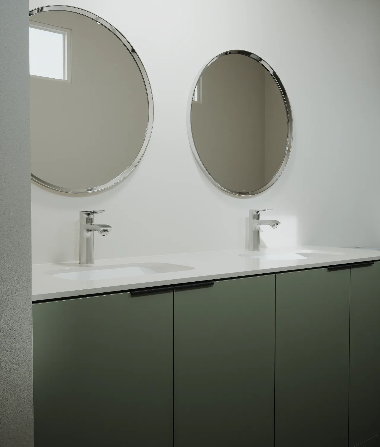 Visualization of a double vanity with round mirrors